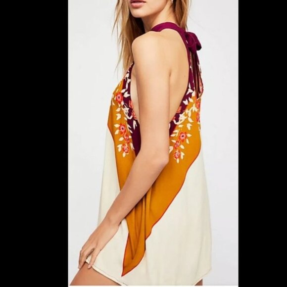 Free People Beat of my Heart Mock Neck Sleeveless Flowy Tunic Top Small - Picture 2 of 7